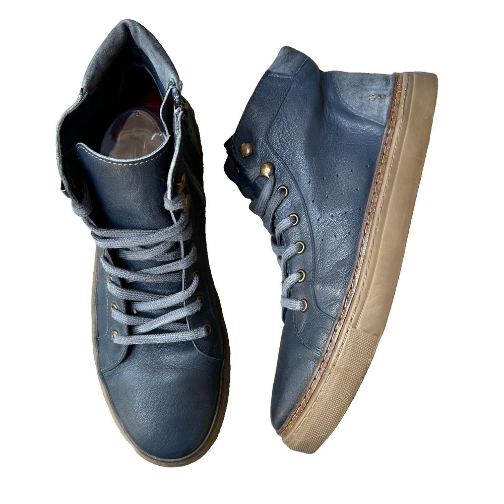 Roan Bed Stu Mac II Men's Size 11 US High Top Sneakers Blue Leather Lace Zip